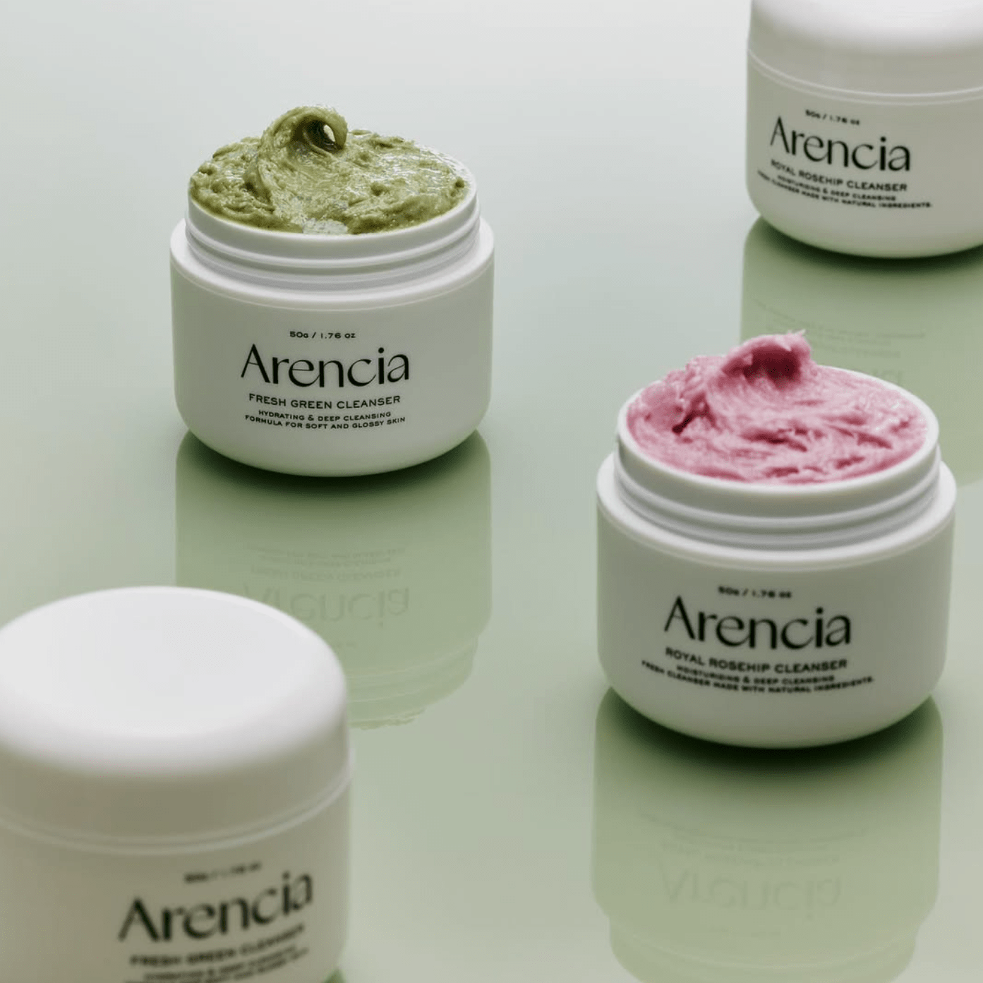ARENCIA K-Beauty collection: solid bar format shampoo, conditioner, and body cleansers for eco-friendly routine.