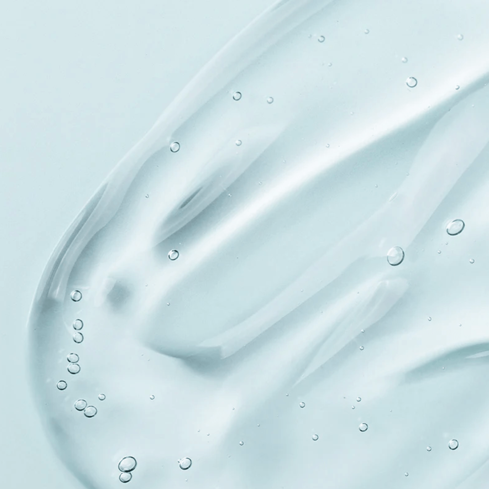 Toner gel texture on light blue background