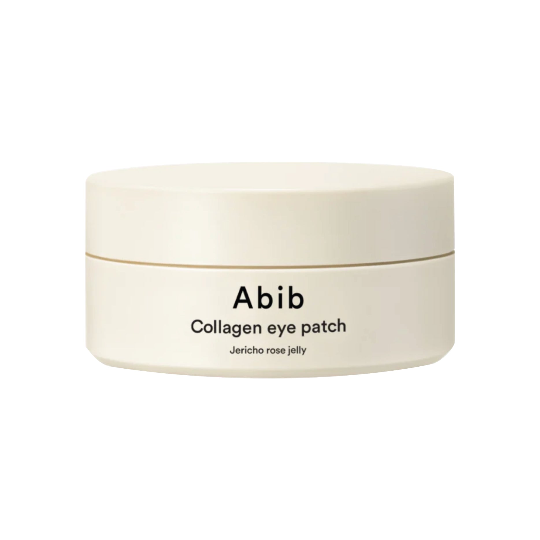 Jar of Abib collagen eye patches on a white background