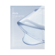 Collagen gel mask packaging with 'Abib' branding on a light blue background