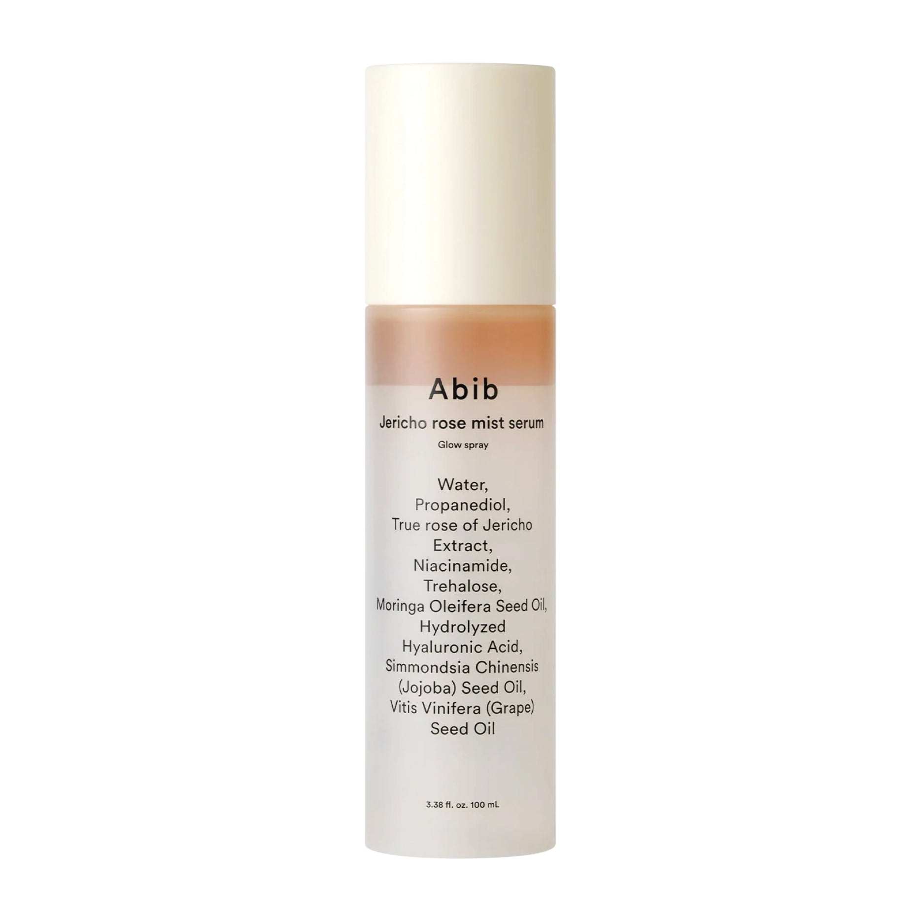 Abib Jericho rose mist serum bottle on a white background