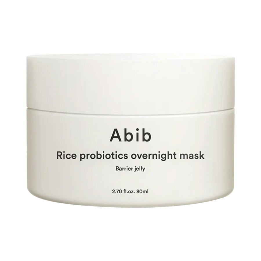 ABIB Rice Probiotics Overnight Mask Barrier Jelly jar on white background