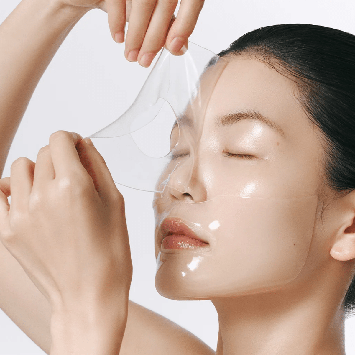 |ABIB brightening collagen mask applied on skin|ABIB Glutathione Film mask hydration and glow results|