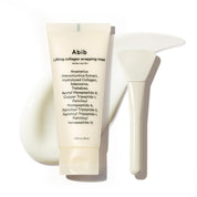 ABIB Lifting collagen wrapping mask Jericho rose film tube lays on texture with white background