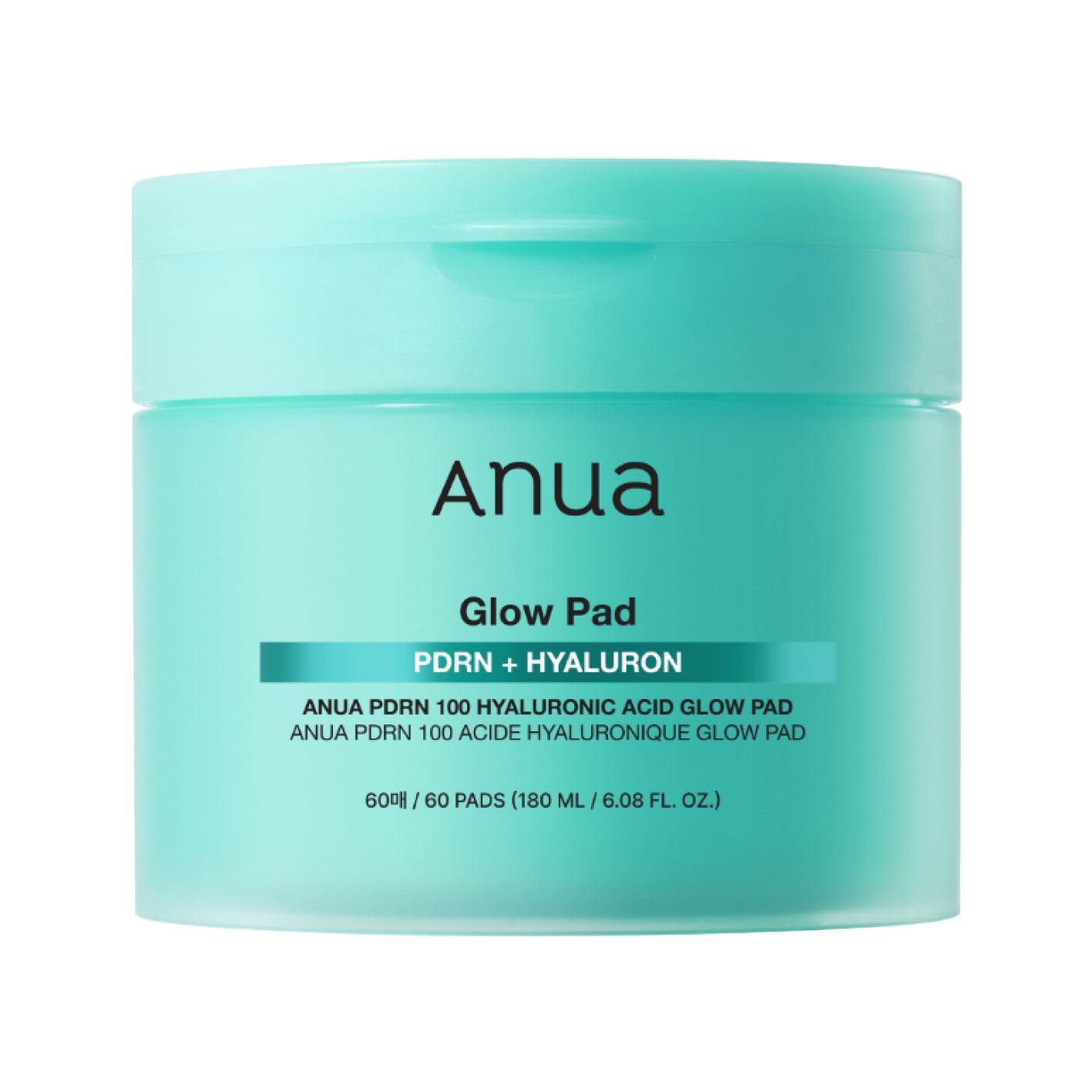  ANUA PDRN 100 Hyaluronic Acid Glow Pad  with teal lid and body on a white background