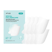 Anua Special Collagen Care melting patch set, featuring a light blue and white box alongside four white, contoured silicone patches on a clean white background.