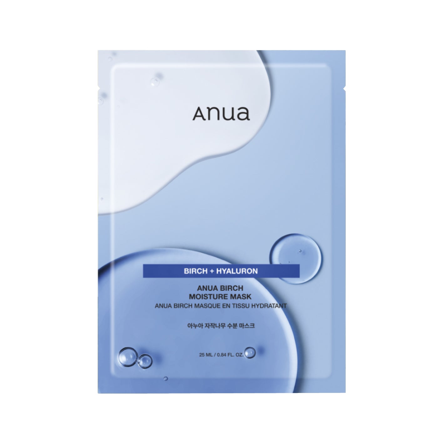 Anua Birch + Hyaluron moisture mask packaging on a white background