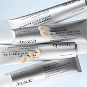 Arencia glycolic acid booster tubes on a light blue background