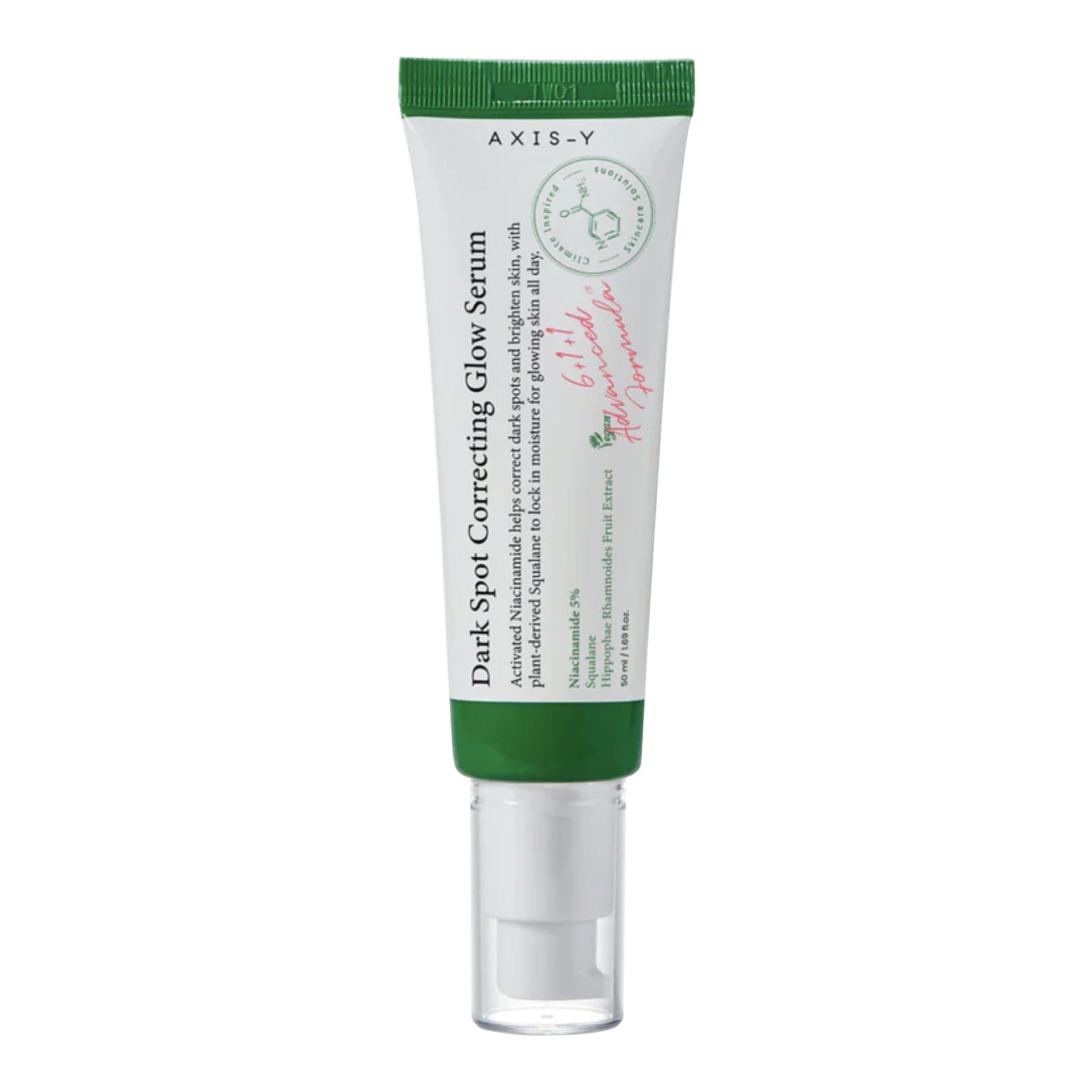 Tube of Axis-Y Dark Spot Correcting Glow Serum on a white background
