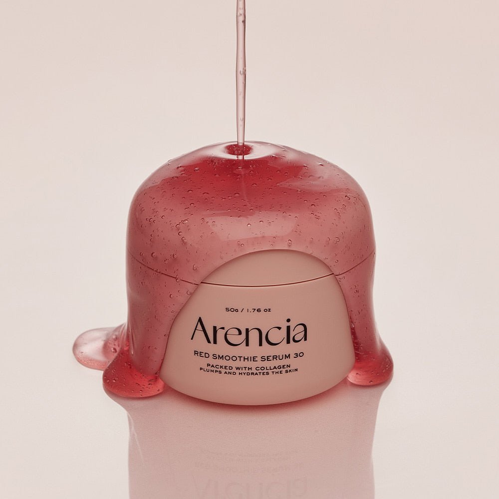 Sleeping mask serum: ARENCIA Red Smoothie for deeply moisturizing, brightening, and boosting skin health overnight.