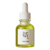 BEAUTY OF JOSEON Calming Serum : Green tea + Panthenol Bottle of green liquid with a dropper on a white background