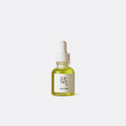 BEAUTY OF JOSEON Calming Serum : Green tea + Panthenol Bottle of green liquid with a dropper on a white background