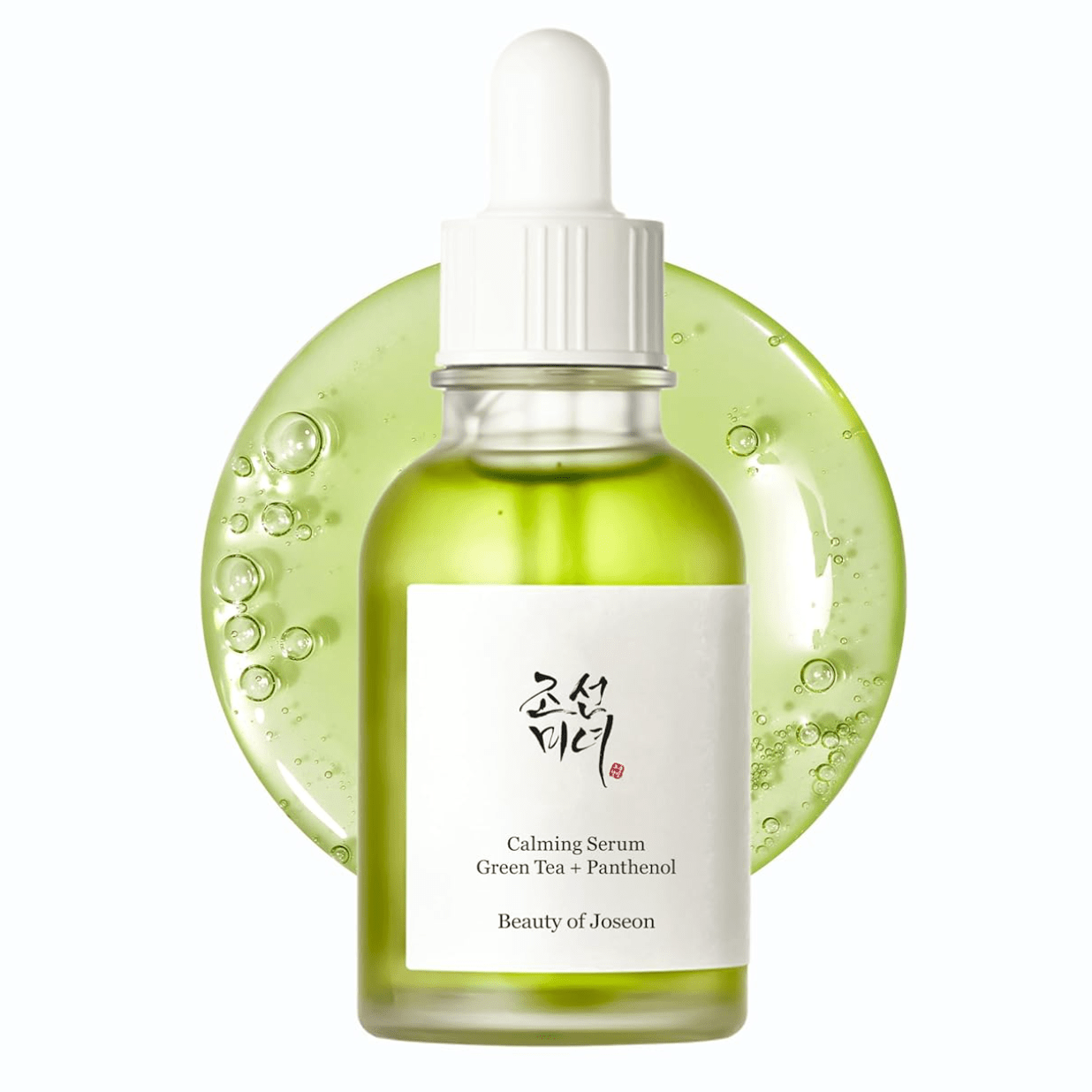 BEAUTY OF JOSEON Calming Serum : Green tea + Panthenol 60ml with dropper on a white background