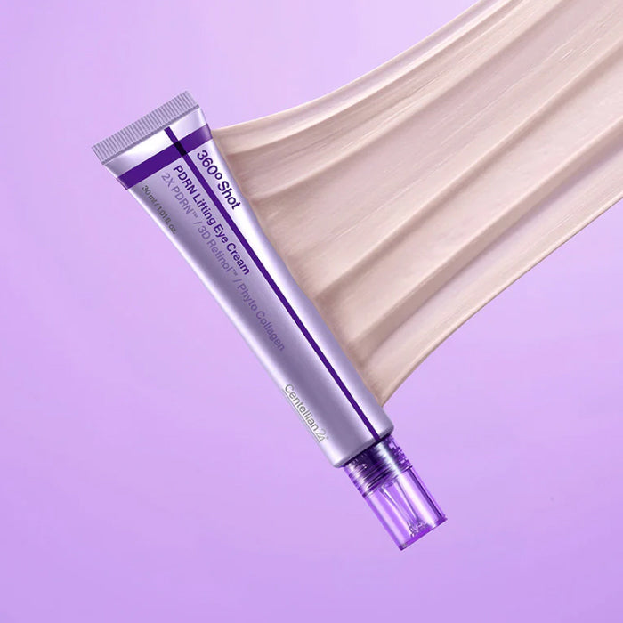 CENTELLIAN24 360º Shot PDRN Lifting Eye Cream tube with a purple background