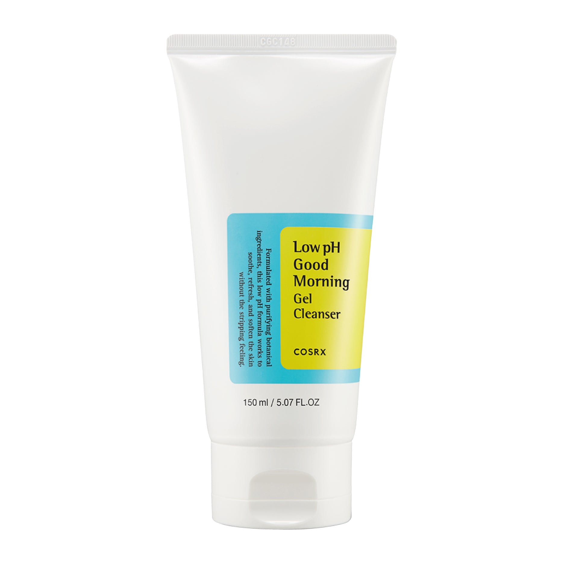 COSRX Low pH Good Morning Gel Cleanser tube on white background