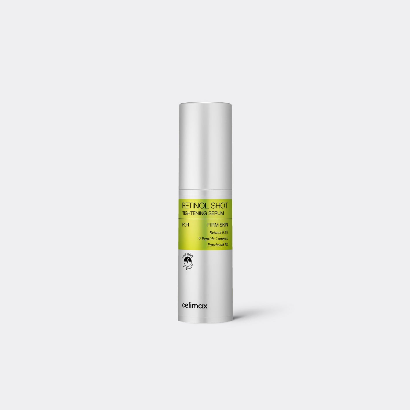 Celimax The Vita A Retinol Shot Tightening Serum bottle on grey background