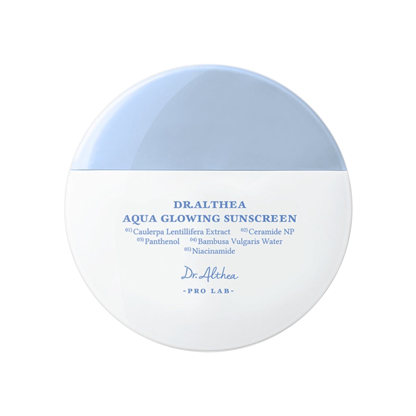 DR ALTHEA Aqua Glowing Sunscreen on white background