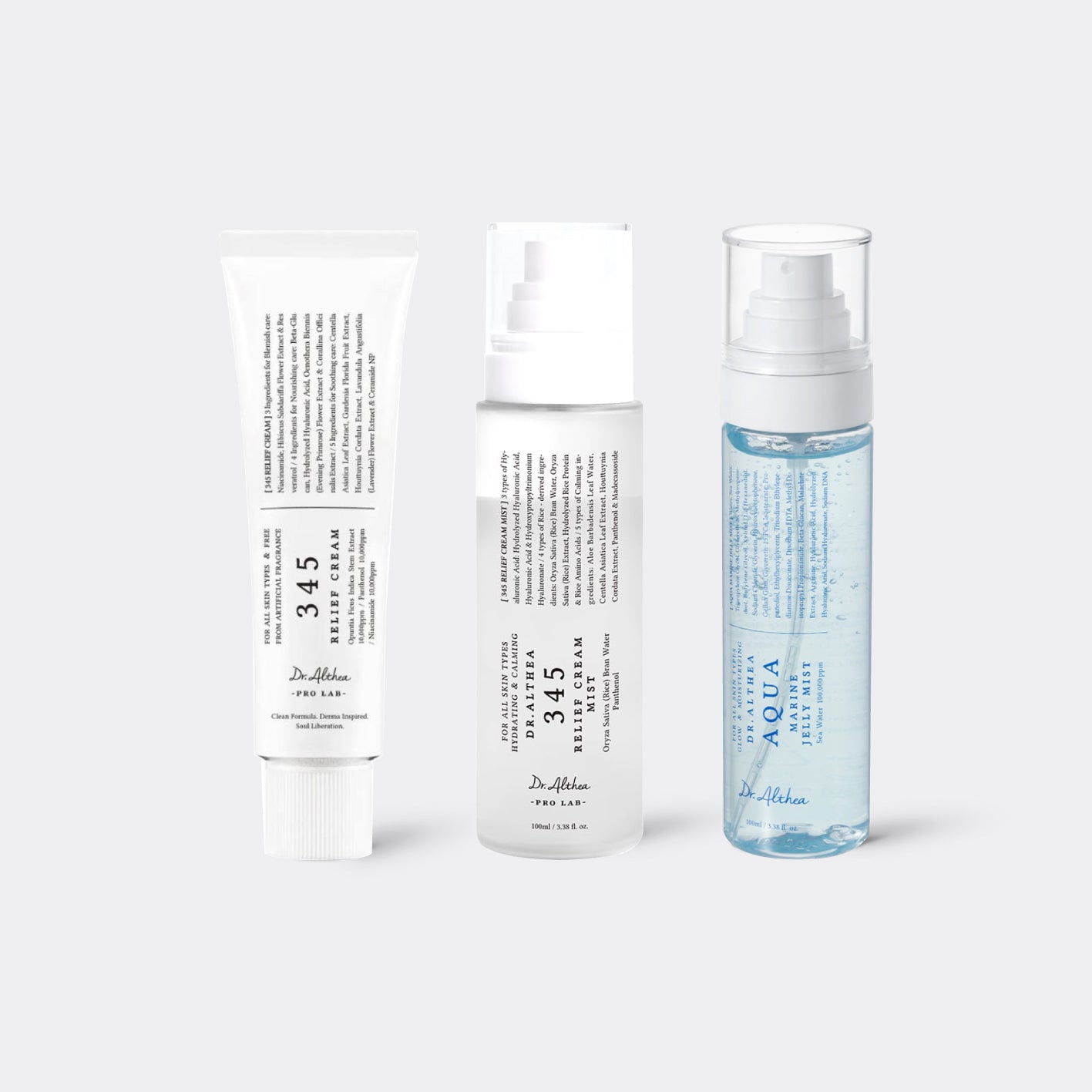 Dr althea products on grey background