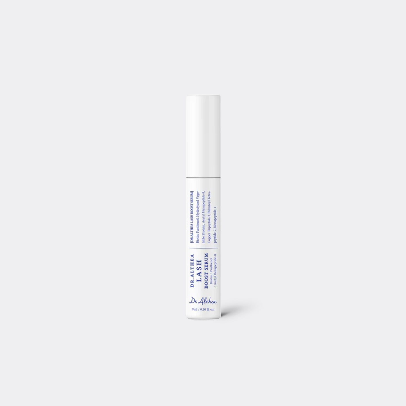 DR. ALTHEA Eye Lash Boost Serum with a white sole on a white background