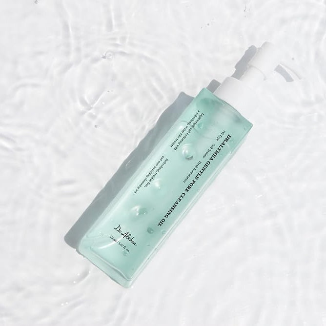 DR. ALTHEA Gentle Pore Cleansing Oil bottle with pump on a textured white background