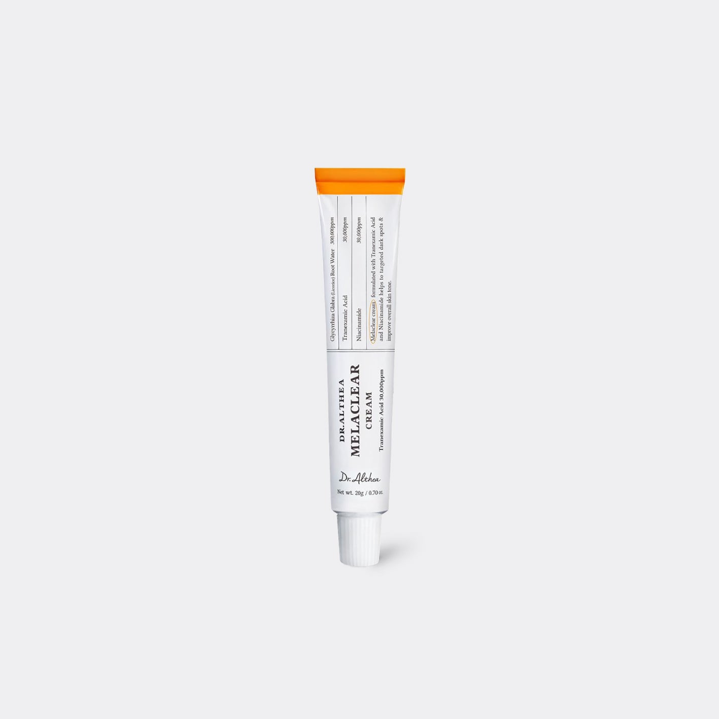 DR. ALTHEA Melaclear Cream tube on grey background