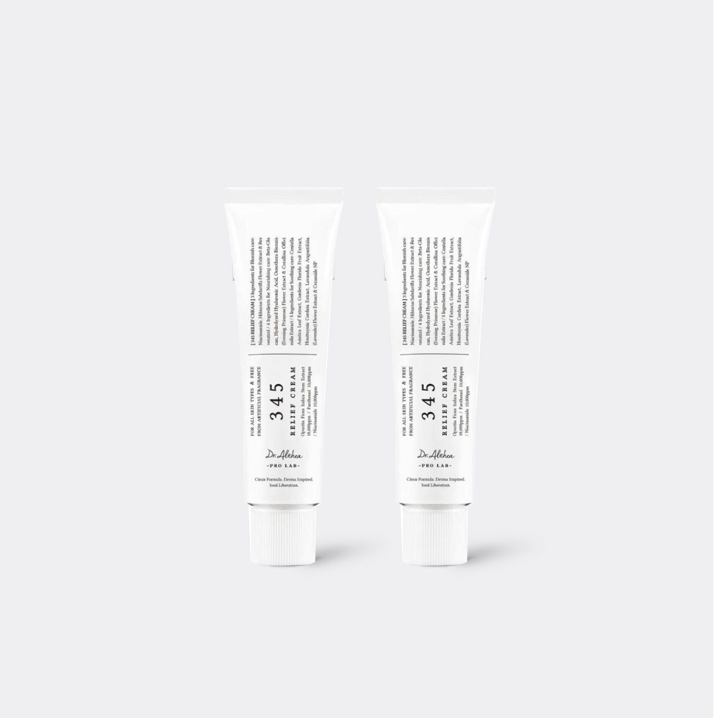 two tubes of DR ALTHEA 345 Relief Cream standing upright against a white background