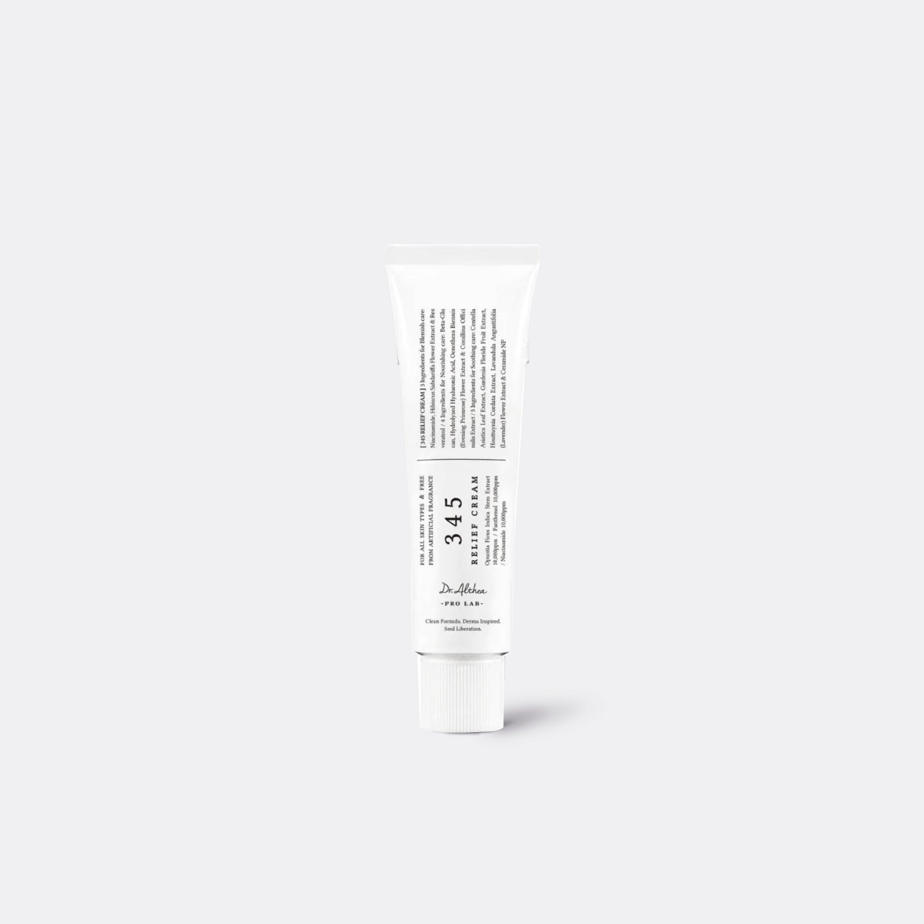 A tube of DR ALTHEA 345 Relief Cream standing upright against a white background