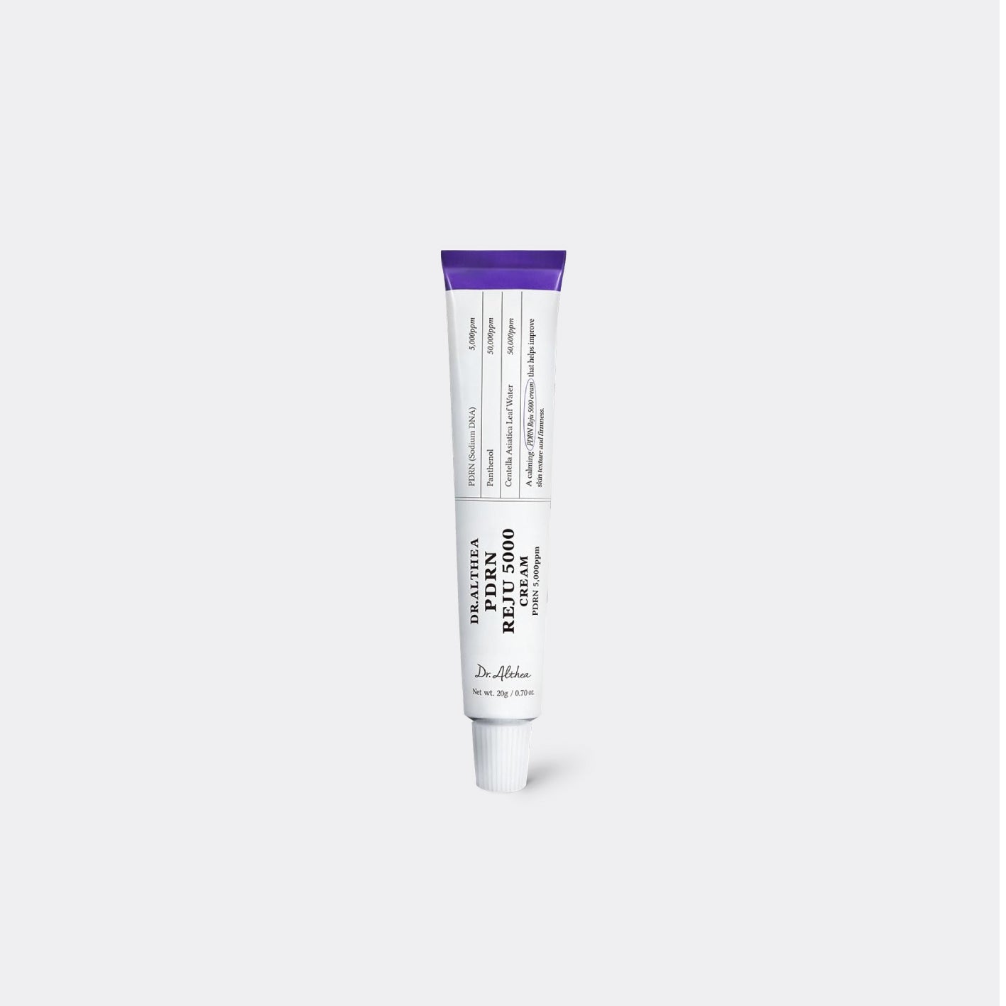Dr.Althea PDRN Reju 5000 Cream tube on grey background