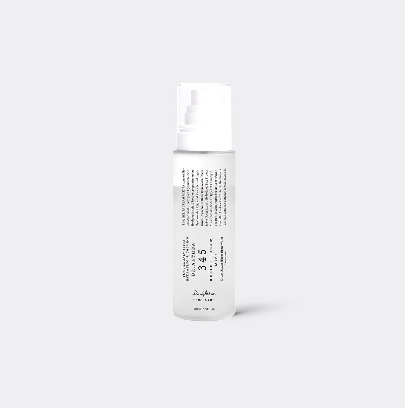 Dr.Althea 345 Relief Cream Mist bottle on grey background