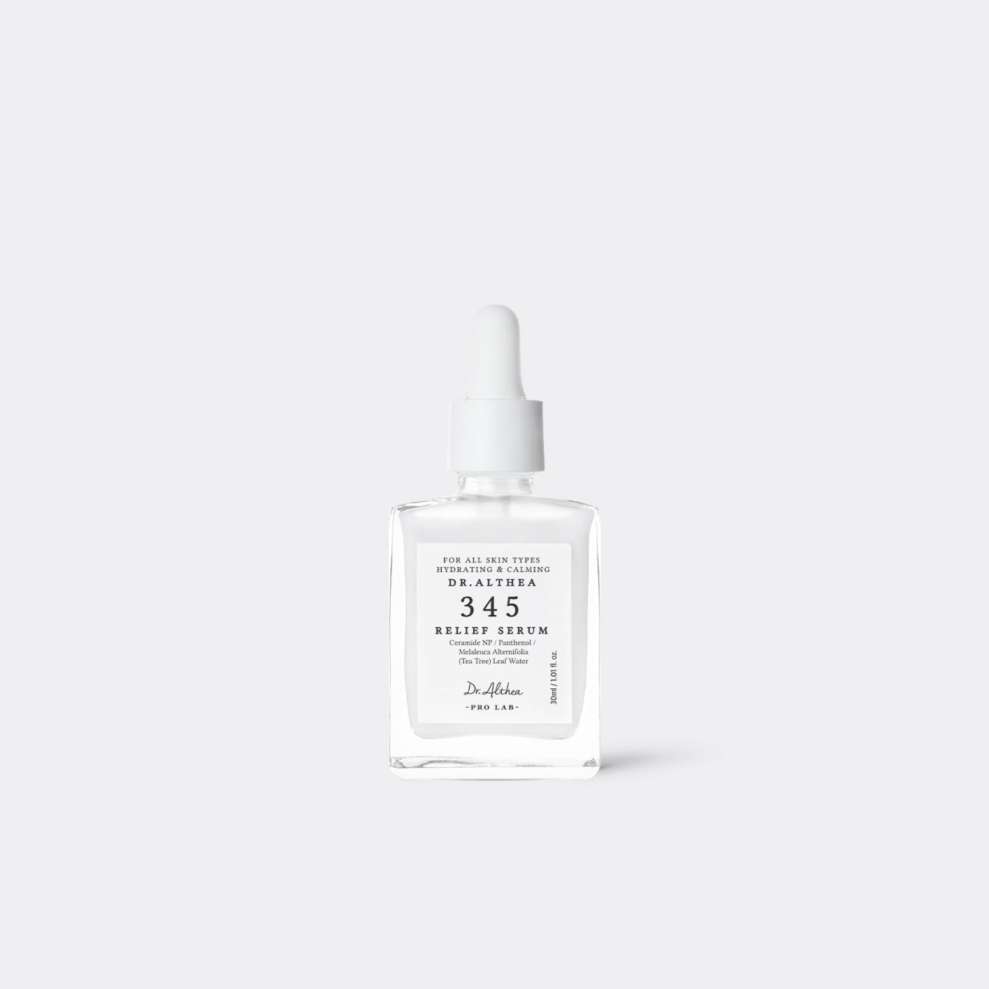 Serum bottle labeled '[Dr.Althea] 345 Relief Serum' on a white background