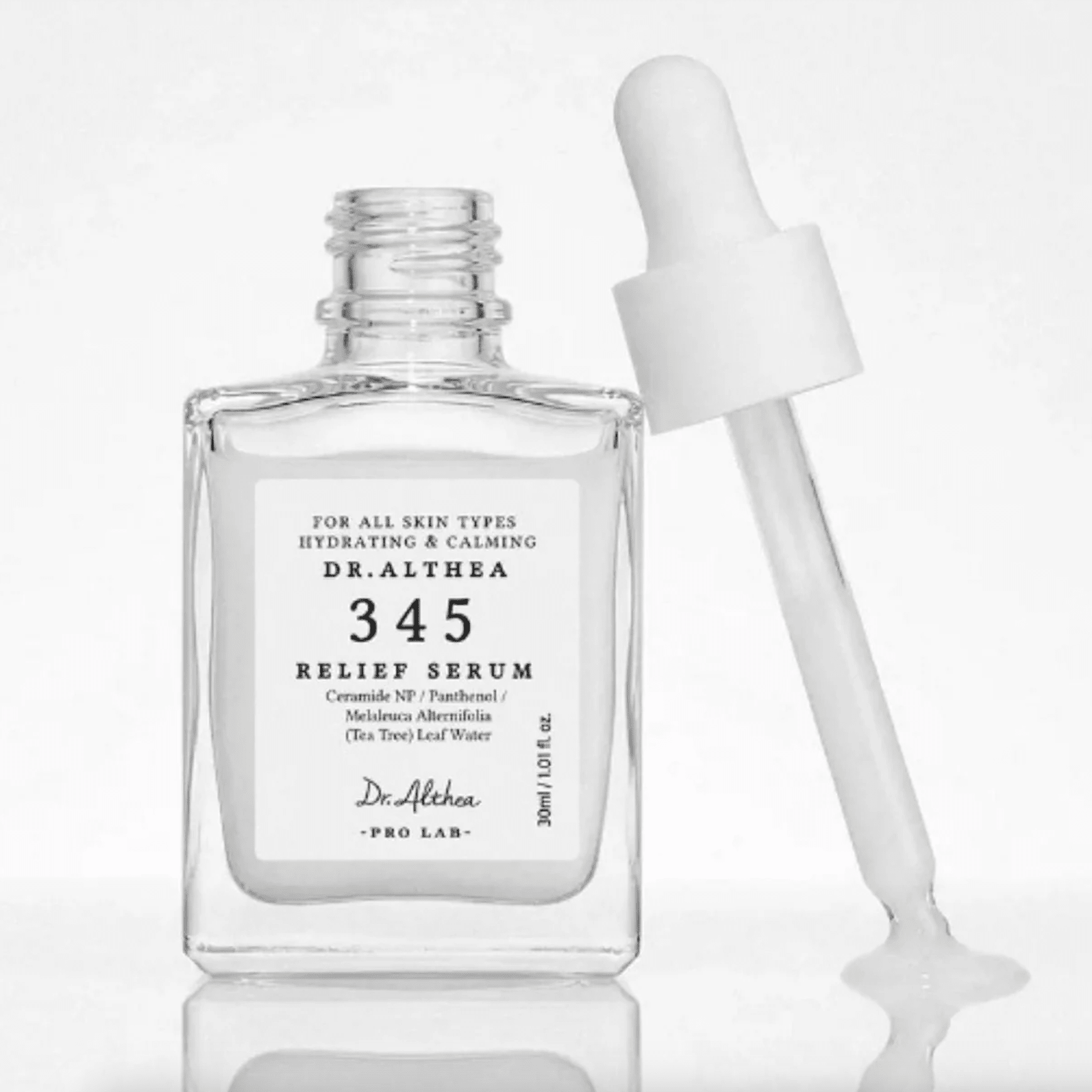 Dr. Althea 345 Relief Serum bottle with dropper on a white background