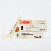 Dr. Reju-All Advanced PDRN Rejuvenating Lip Serum (10ml) shown with its cream-colored squeeze tube and two matching product boxes on a clean white background.