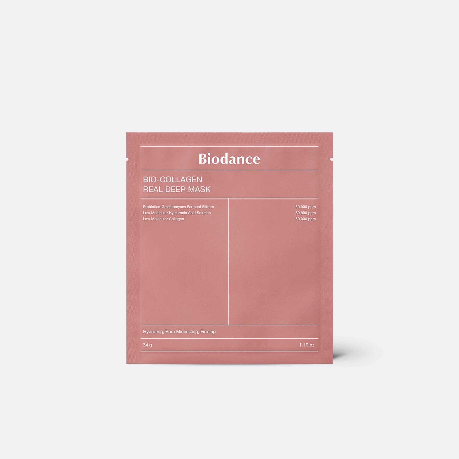 A packaged sheet mask product from Biodance, labeled BIODANCE Bio-Collagen Real Deep Mask, designed for skin hydration and rejuvenation.