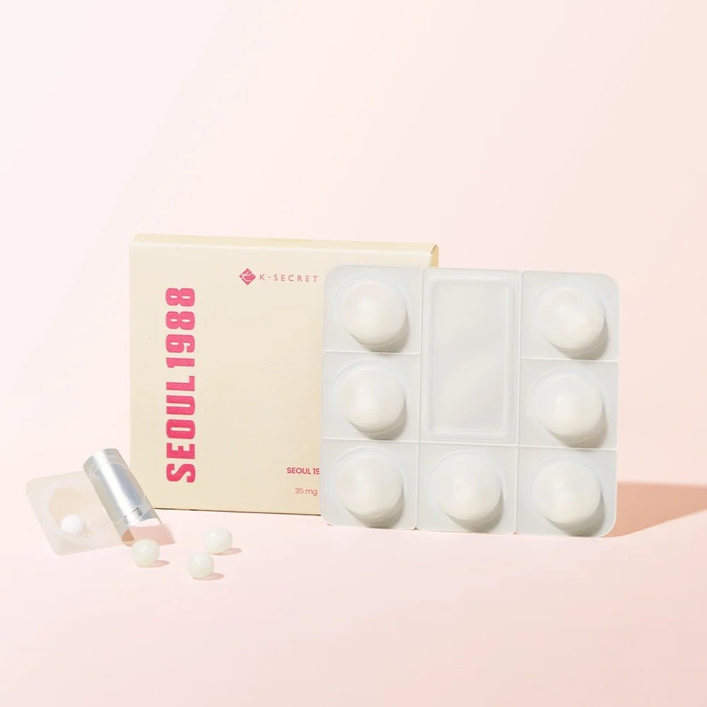 K-SECRET Seoul 1988 Boosting Ball Collagen 100% on a pink background