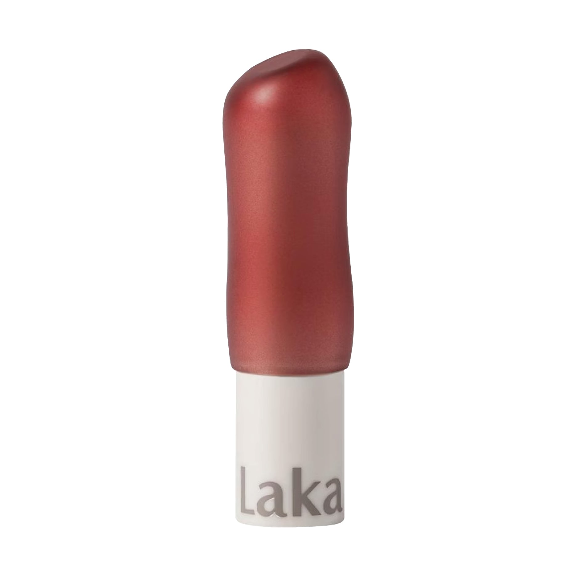 red lip balm with white base on a white background
