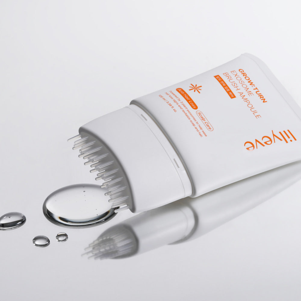 LILYEVE Grow Turn Exosome Brush Ampoule with applicator on a light gray background