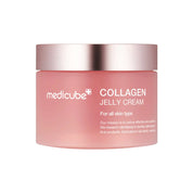 Pink jar of Medicube Collagen Jelly Cream on a white background