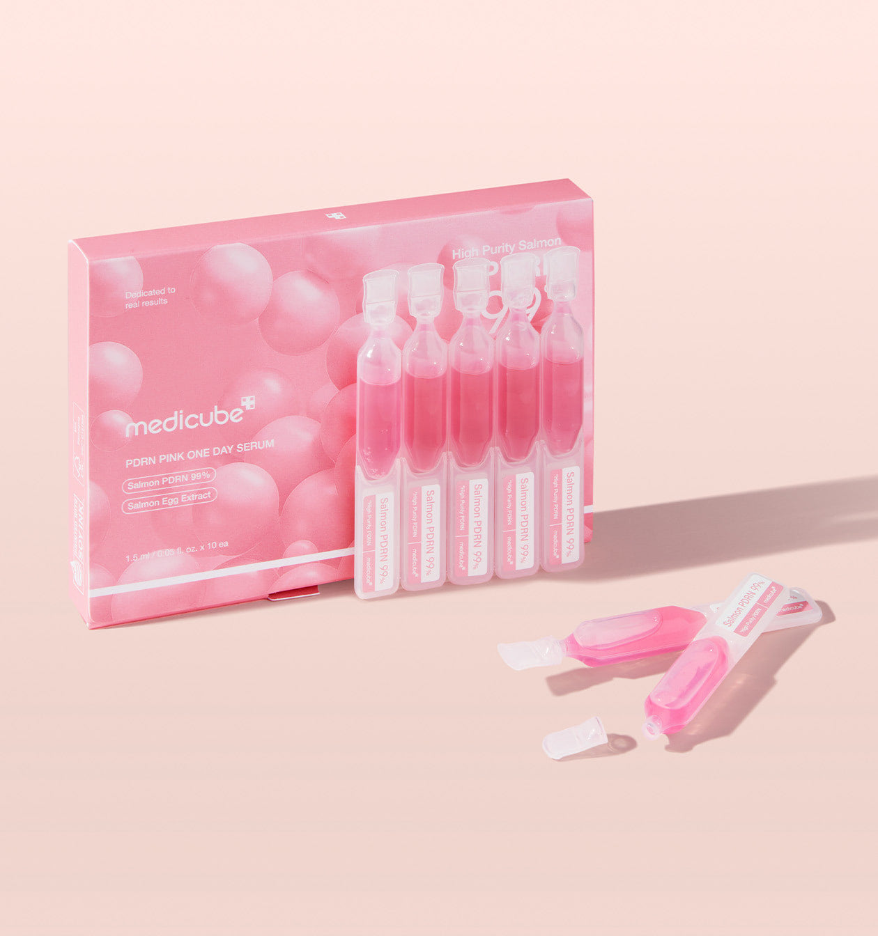 medicube Salmon DNA PDRN Pink One Day Serum | 99% Salmon DNA PDRN Intensive Ampoule, Collagen, Glutathione, Hyaluronic Acid - Improves skin radiance |PDRN serum|