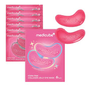 MEDICUBE PDRN Pink Collagen Jelly Eye Mask (6 Pouch) with two pairs displayed on a white background