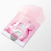 Medicube skincare set featuring a pink peel-off mask sheet and a matching pink pump bottle, presented in a clear, translucent pink pouch on a clean white background.