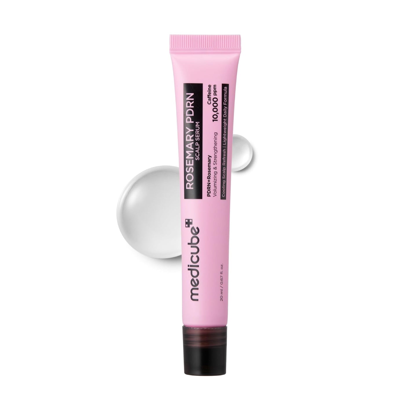 Pink tube of Mediclean Rosemary Purn Scalp Serum on a white background