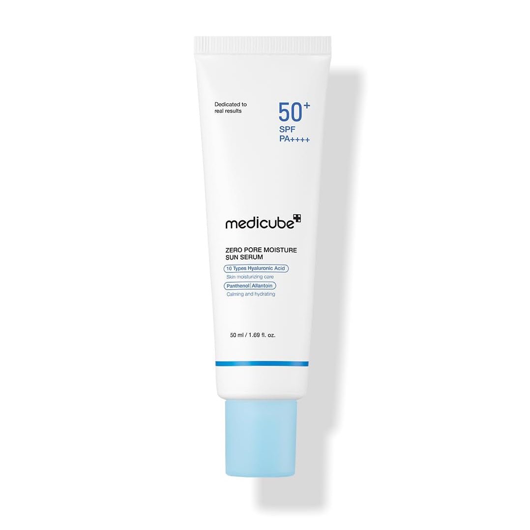 MEDICUBE Zero Pore Hydrating Sun Serum on a white background