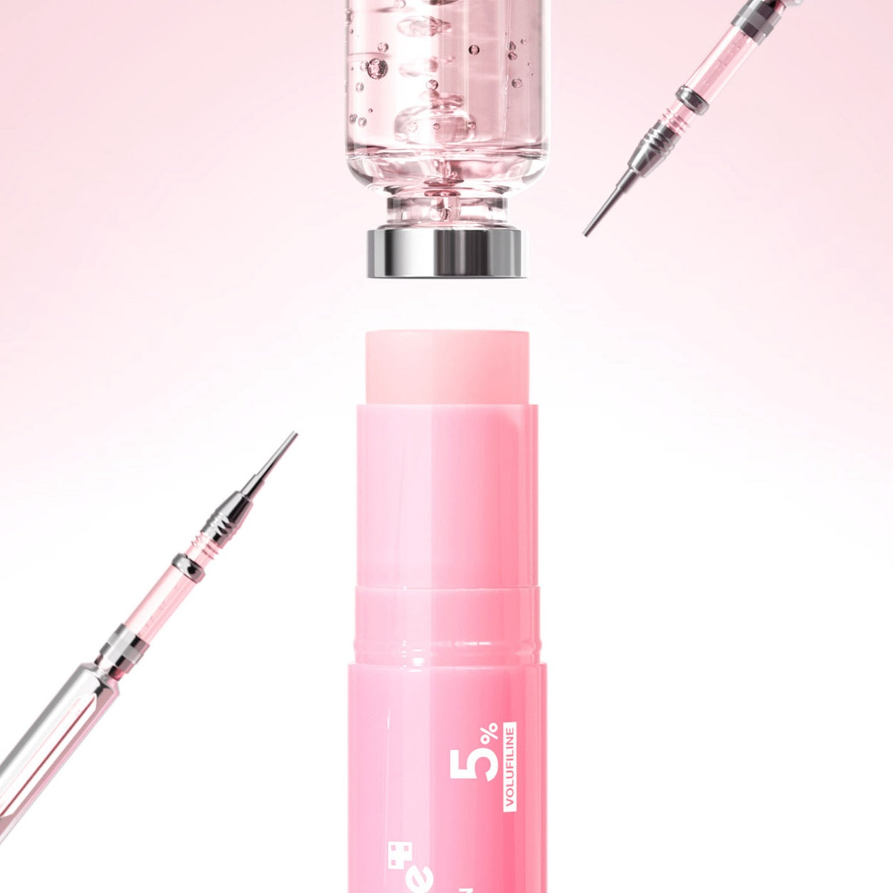 MEDICUBE PDRN Pink Collagen Volume Multi Balm  with applicator on a pink background
