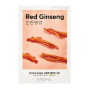 Red Ginseng packaging with Missha branding on a light pink background
