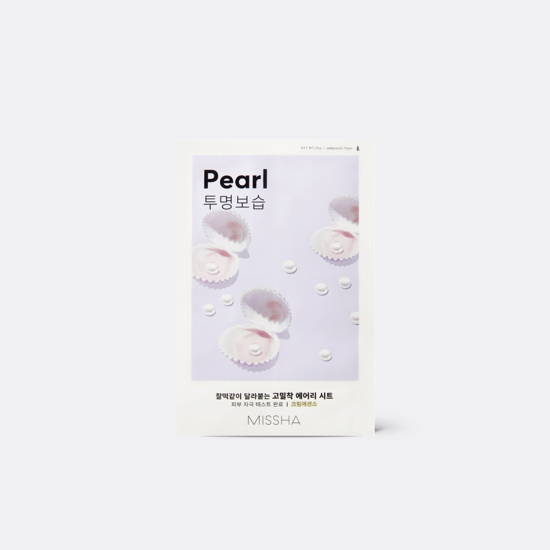 MISSHA Airy Fit Sheet Mask (Pearl) on grey background