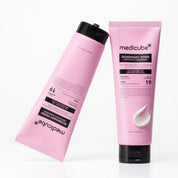 Two pink tubes of Medicube ROSEMARY PDRN HAIR&SCALP CONDITIONER on a white background