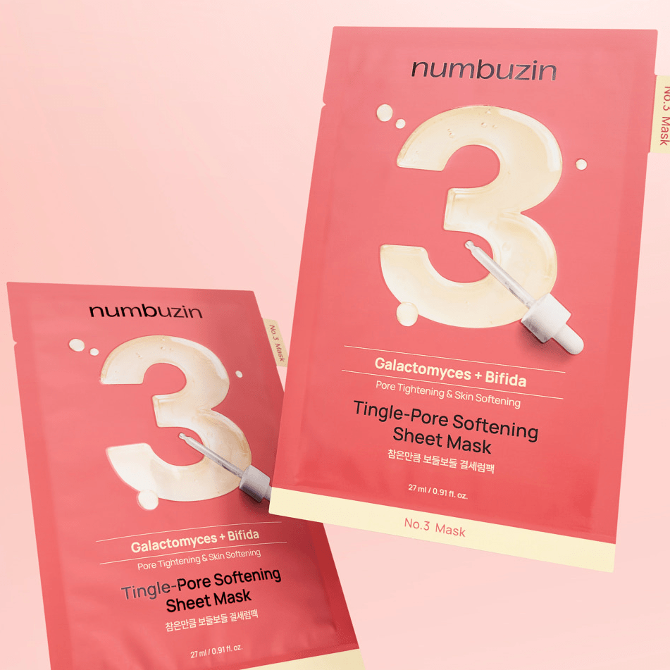 NUMBUZIN No.3 Tingle-Pore Softening Sheet Masks two outside package
