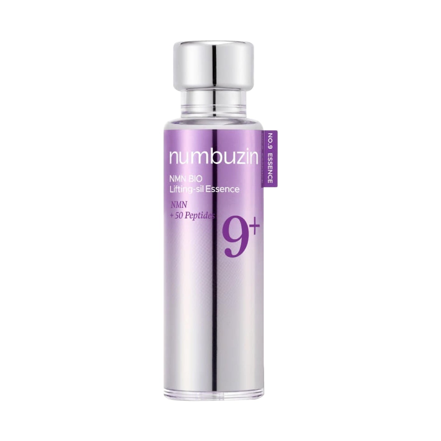 Bottle of Numbuzin no9 essence on a white background
