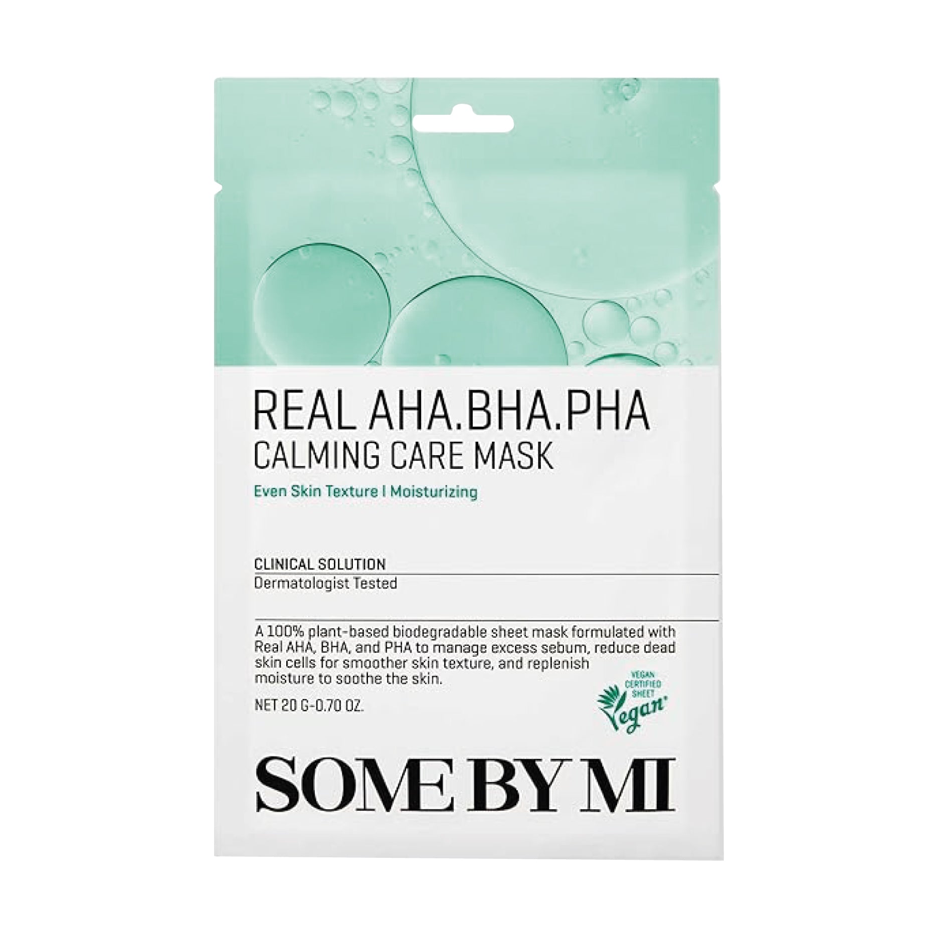 Some By Mi Real AHA BHA PHA Calming Care Mask packaging on a white background