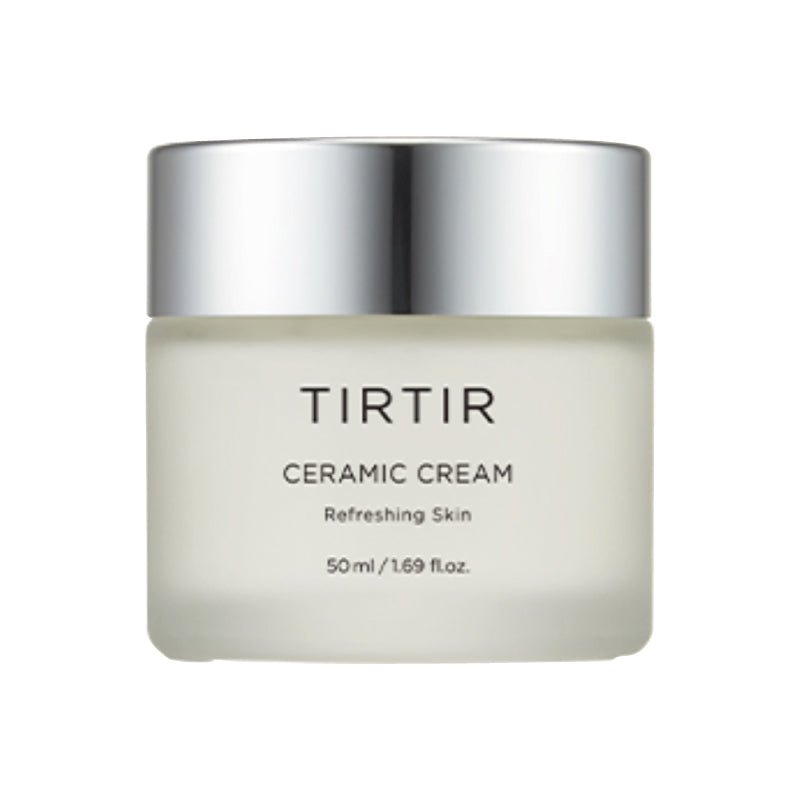 TIRTIR Ceramic Cream jar with silver lid on a white background